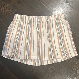 Lucky Brand Striped Linen Blend Drawstring Mini Skirt XL
